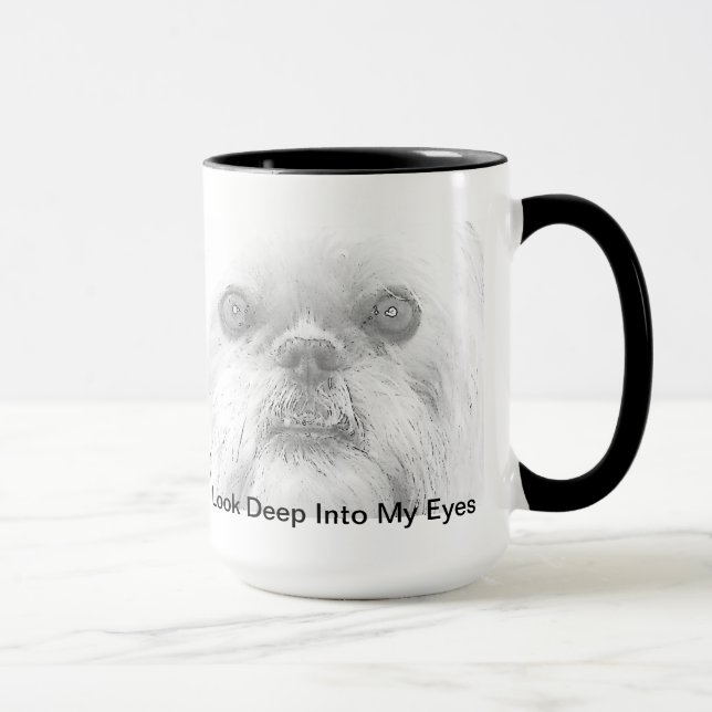 Olhos do cão de Bruxelas Griffon da caneca (Direita)