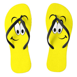 Olhos largos sorrindo Chinelos de rosto amarelo