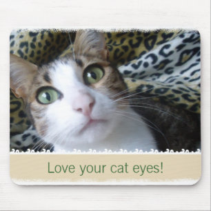 Olhos verdes do gato - mousepad bege