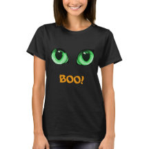Olhos Verdes do Halloween e BOO! T-Shirt Engraçado