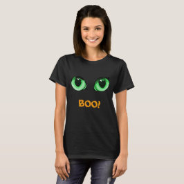 Olhos Verdes do Halloween e BOO! T-Shirt Engraçado