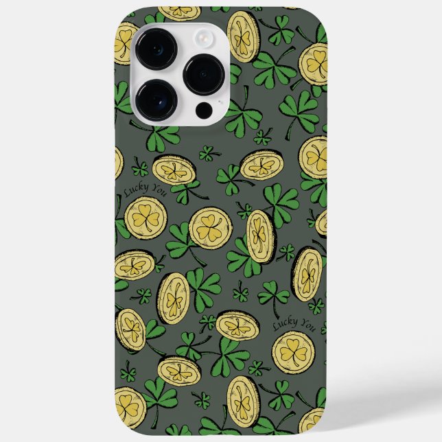 Olive Green Gold St Patricks Shamrock Lucky You  (Verso)