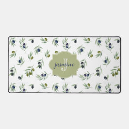 Olive Green Monogram Name Watercolor Chic Pattern