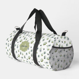 Olive Green Monogram Name Watercolor Chic Pattern