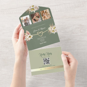 Olive Verde Boho Foto Casamento