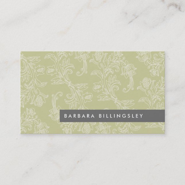 Olive Vintage Floral Pattern Cartão de visita (Frente)