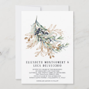 Oliveira Elegante Convite Botânico Boho