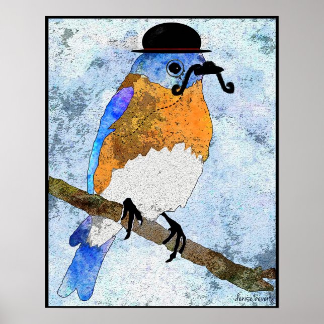 Oliver Bluebird com bigode, Poster de boliche (Frente)
