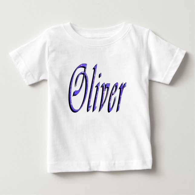 Oliver, Nome, Logotipo, camiseta branca do bebê (Frente)