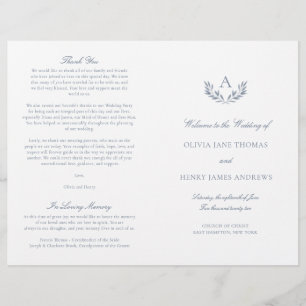 Olivia Elegant Dusty Blue Dobded Wedding Program