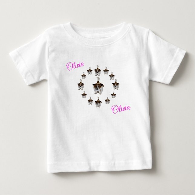 "Olivia" Nome Com Fox Terriers, Camiseta De Bebê (Frente)