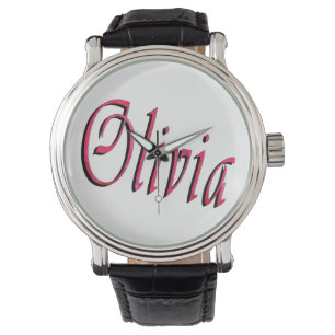 Olivia, Nome, Logotipo, Grande Relógio Preto De C