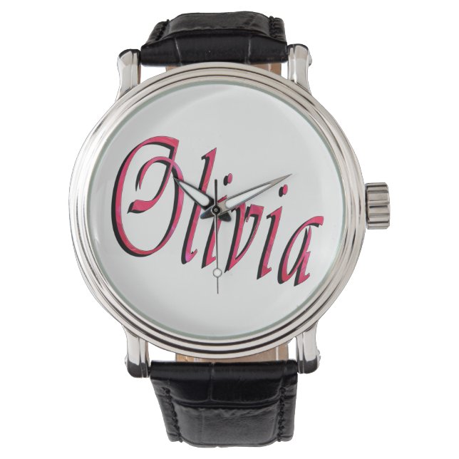 Olivia, Nome, Logotipo, Grande Relógio Preto De Co (Frente)
