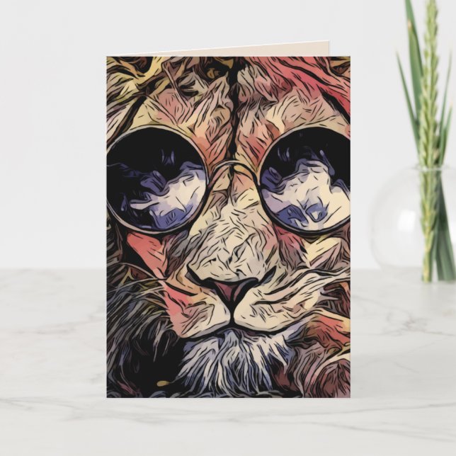 OLLO LION COM CARTÕES DE ANIVERSÁRIO DE ÓCULOS (Frente)