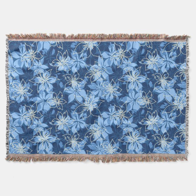 Olowalu Hibiscus Camo Havaiano lança cobertores (Frente)