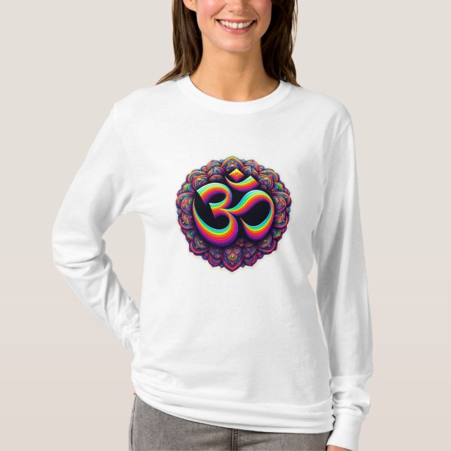 Om design senhoras camisa comprida (Frente)