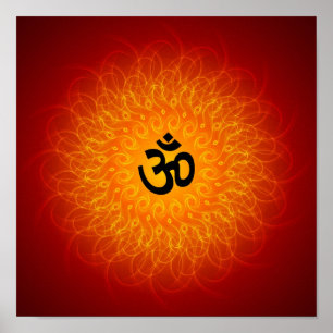OM espiritual no poster da mandala