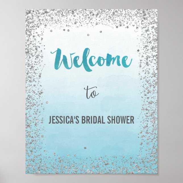 Ombre Blue e Silver Welcome Poster (Frente)