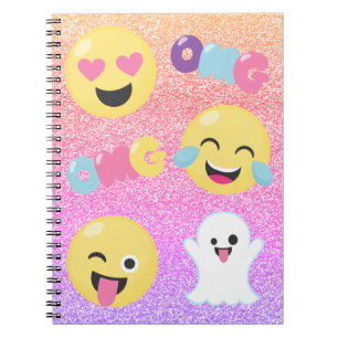 Ombre brilhou caderno espiral de OMG Emoji