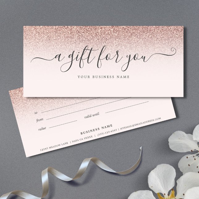 Ombre Dourado do Certificado de Oferta de Negócios (Rose Gold Ombre Gift Certificate)