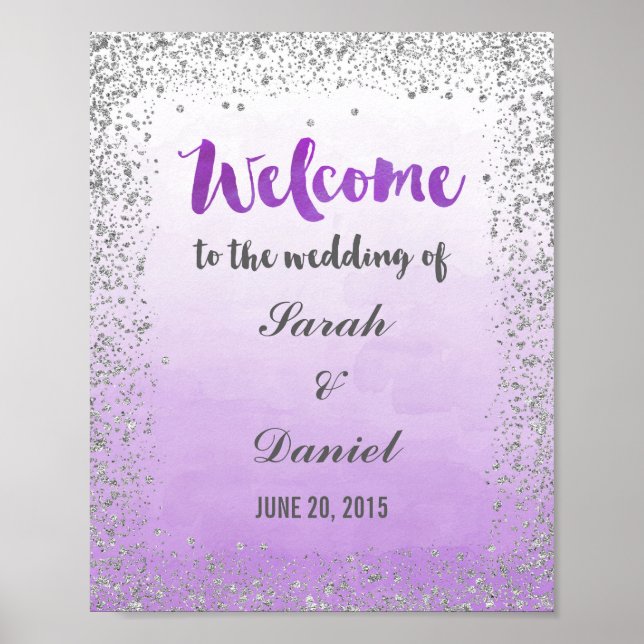 Ombre Purple e Silver Welcome Poster (Frente)