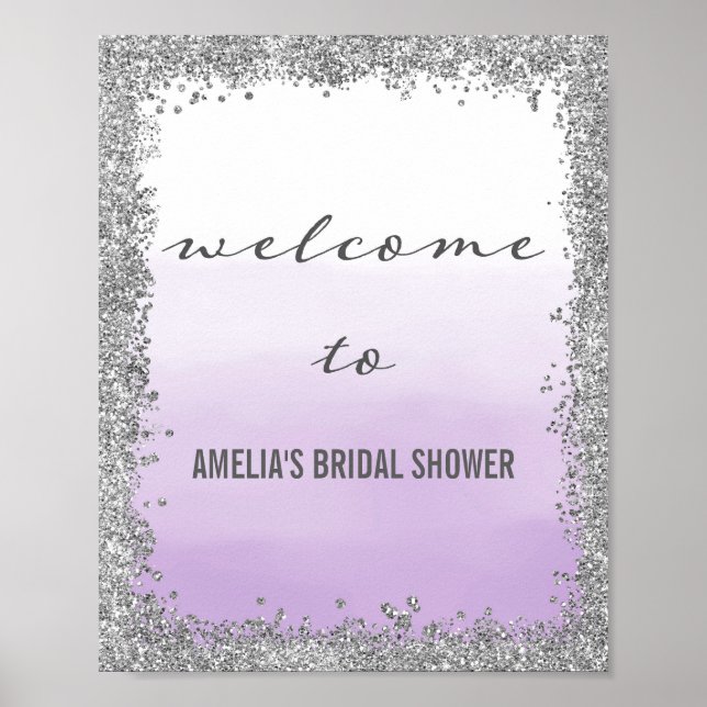 Ombre Purple e Silver Welcome Poster (Frente)