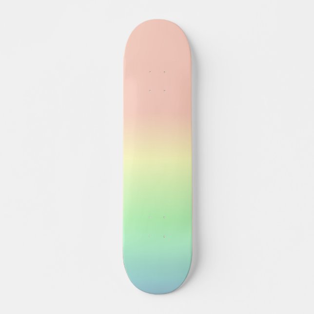 Ombre Rainbow Abstrato Pastel Patterno Skateboard (Frente)