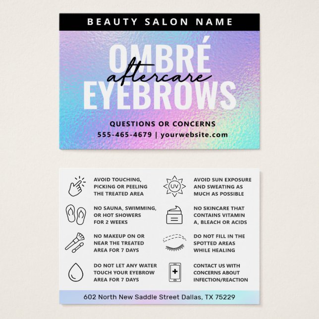 Ombro Holográfico UV Pó Brocas Após Cuidados (Frente & Verso)