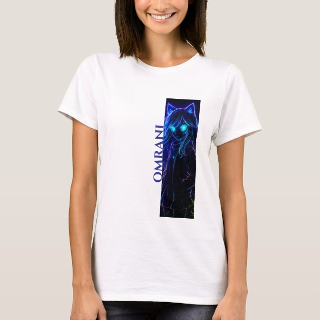 Omrani Light-Drawn Girl - Luminous Art T-Shirt (Frente)