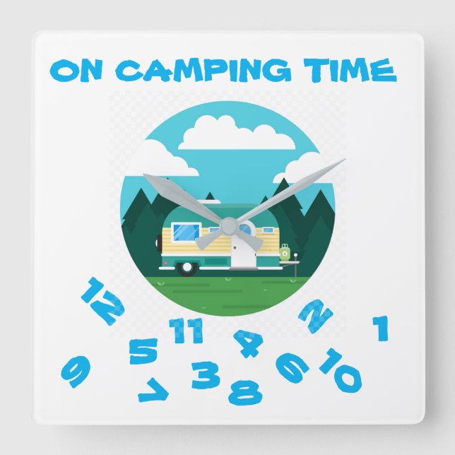 ON **CAMPING TIME*** Relógio de Parede Acrílica (Frente)