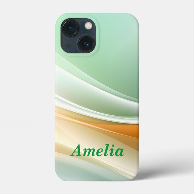 Onda Abstrato Verde Laranja (Verso)