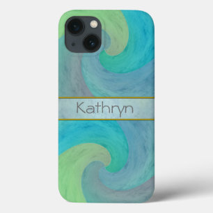 Onda de Aquarela Arte Personalizada Turquesa Verde