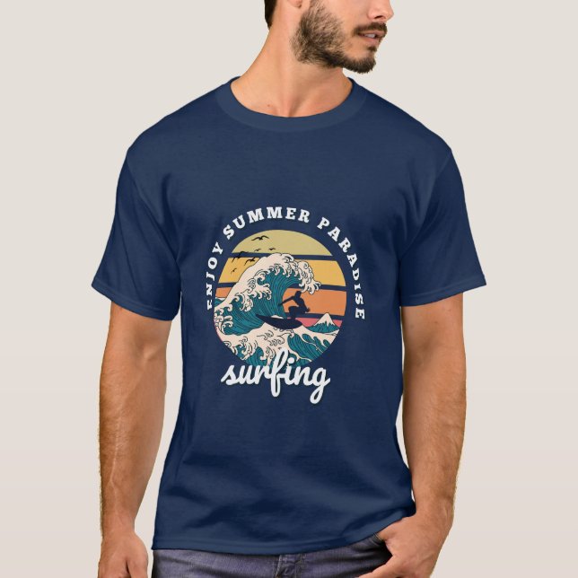 Onda de excelente retrô, aproveite a t-shirt de ve (Frente)