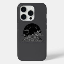 Onda Lunar Japonesa Minimalista iPhone Preto e Bra