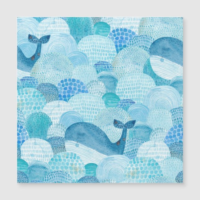 Ondas, baleia, textura azul infantil (Frente)