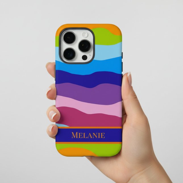 Ondas Coloridas com Nome (colorful phone case with name)