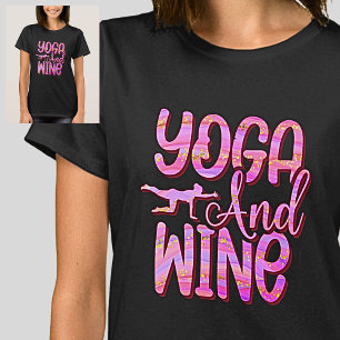 Ondas cor-de-rosa ioga e vinho em T-Shirt Preto