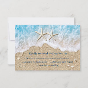 Ondas da praia & estrela do mar azuis RSVP