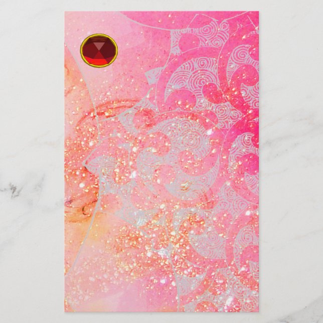 ONDAS DE abstrato, PINK FUCHSIA FLORAL, RUBY VERME (Frente)