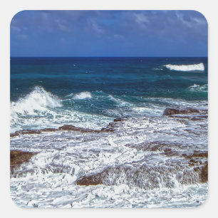 Ondas De Cruzamento No Adesivo Quadrado De Rochas