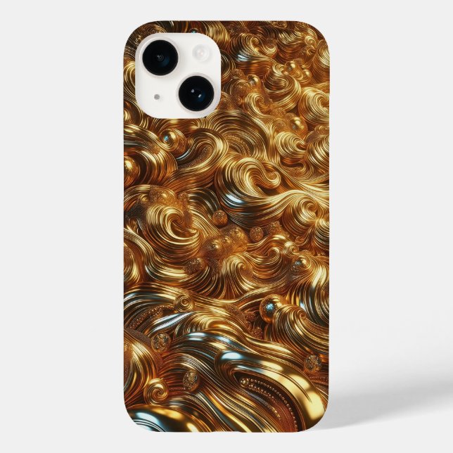 Ondas de Ouro Líquido 3D de Luxo e Pérolas Metálic (Verso)