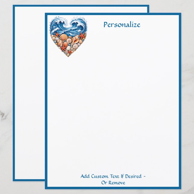 Ondas do Coração do Oceano Conchas – Personalize C (Frente/Verso)