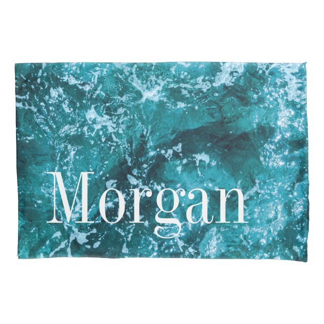 Ondas do Mar Turquesa com Monograma Personalizado (Frente)