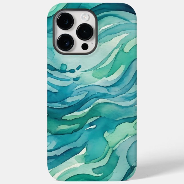 Ondas do Oceano em Aquarela Turquesa (Verso)