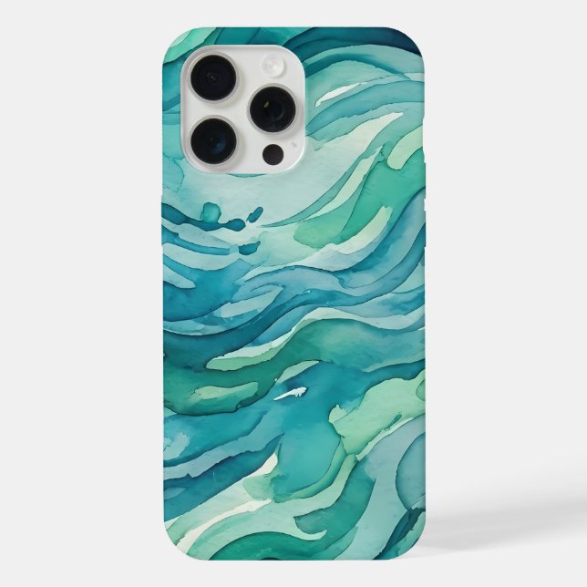 Ondas do Oceano em Aquarela Turquesa (Verso)