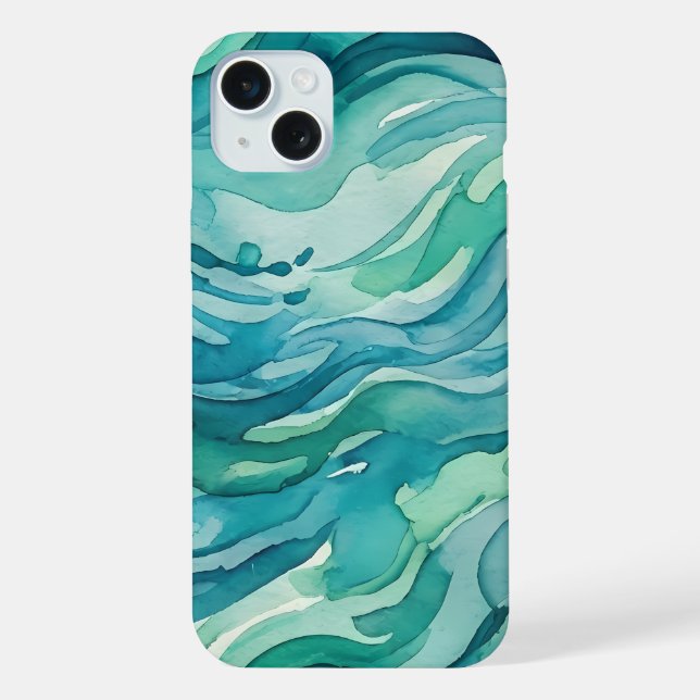 Ondas do Oceano em Aquarela Turquesa (Verso)