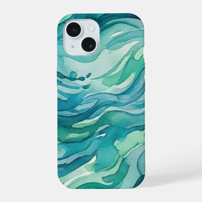 Ondas do Oceano em Aquarela Turquesa (Verso)