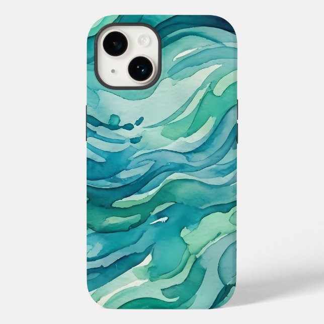 Ondas do Oceano em Aquarela Turquesa (Verso)