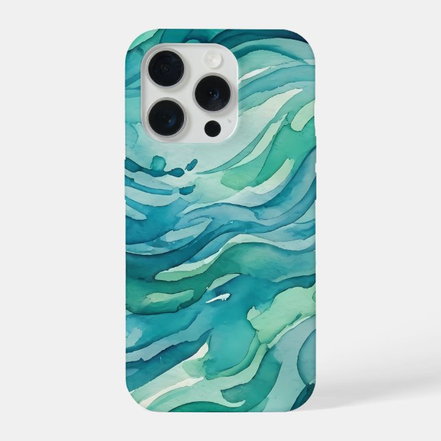 Ondas do Oceano em Aquarela Turquesa (Verso)