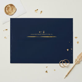 Ondas Esculturais Casamento Dourado Azul Naval ID1